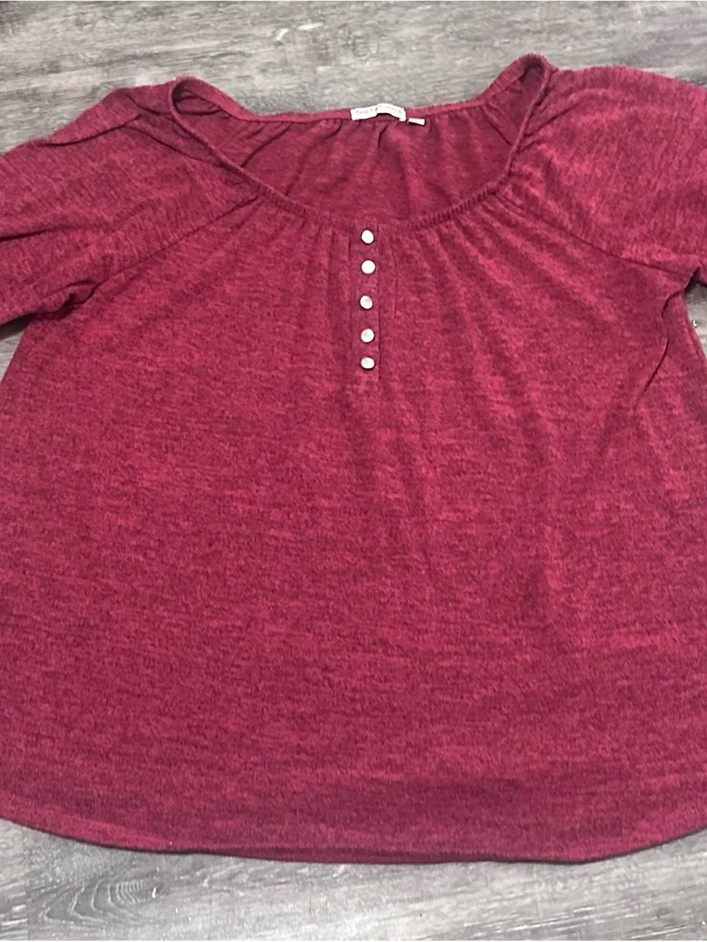 Notations Marled Red quarter Sleeve Henley Top - Picture 1 of 4